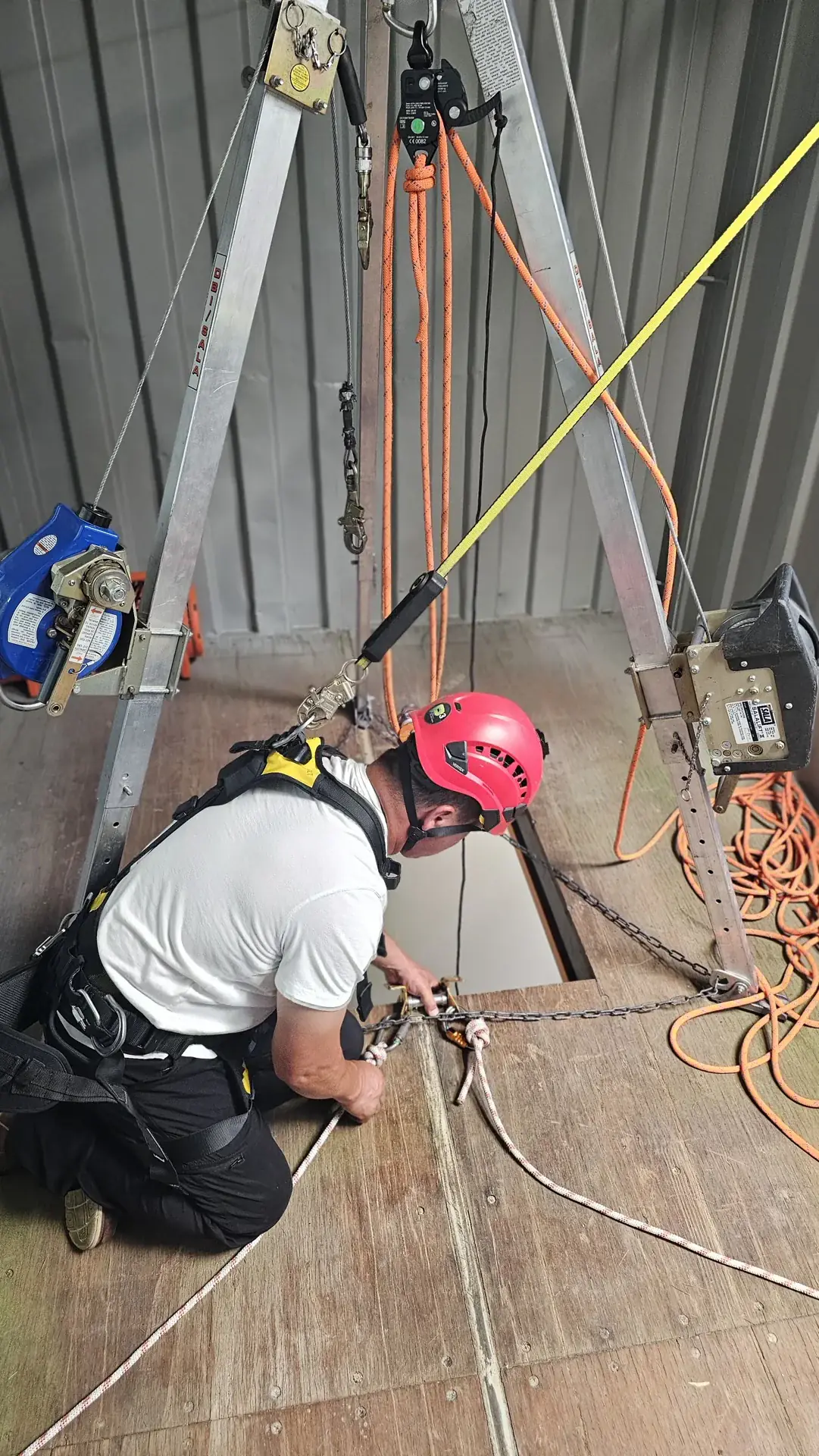 Confined space entry training in progress at PSTC